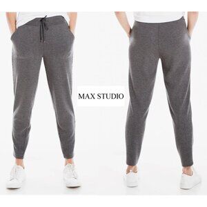 MAX STUDIO WOMEN NWT RIB KNIT SLOUCH CHARCOAL JOGGER PANT. SIZE S